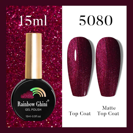 Rainbow Ghini 37Color Base Coat TPO/HEMA Free 15ml Fine Glitter Gel Polish For Manicure Nails Semipermanent Art Nail Supplies