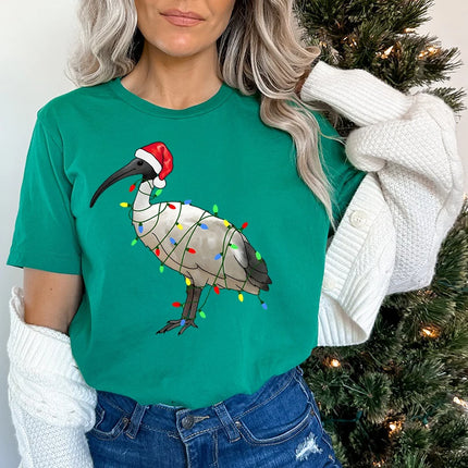 Womens Christmas T-shirt Festive Bin Chicken Graphic Print Tees Trendy Christmas Chicken Printed Women Fashion Casual T-shirts