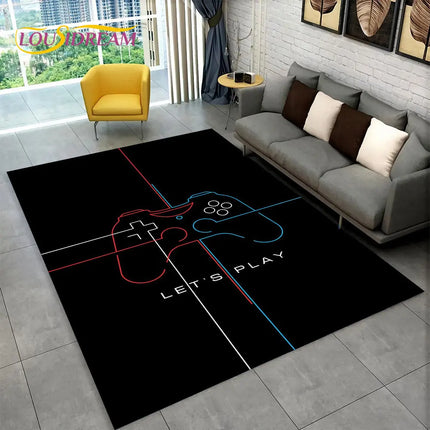 3D Cartoon Game Gamer Gamepad Large Area Rug, Carpet Rug for Living Room Kids Bedroom Sofa Doormat Decor, Child Non-slip Floor Mat