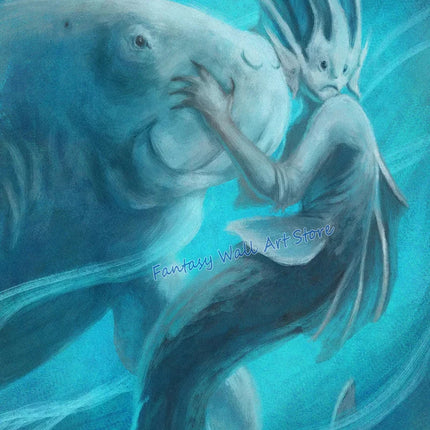 Mermaids and Mermen Myth Mysterious Deep Sea Fantasy Artwork Poster Vintage Mermaid Horro Poster Canvas Painting Wall Pictures