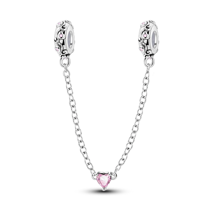 Sparkling Clear Silver Safety Chain 925 Sterling Silver Safety Chain Charm Beads Fit Original Bangle Bracelet DIY Jewelry