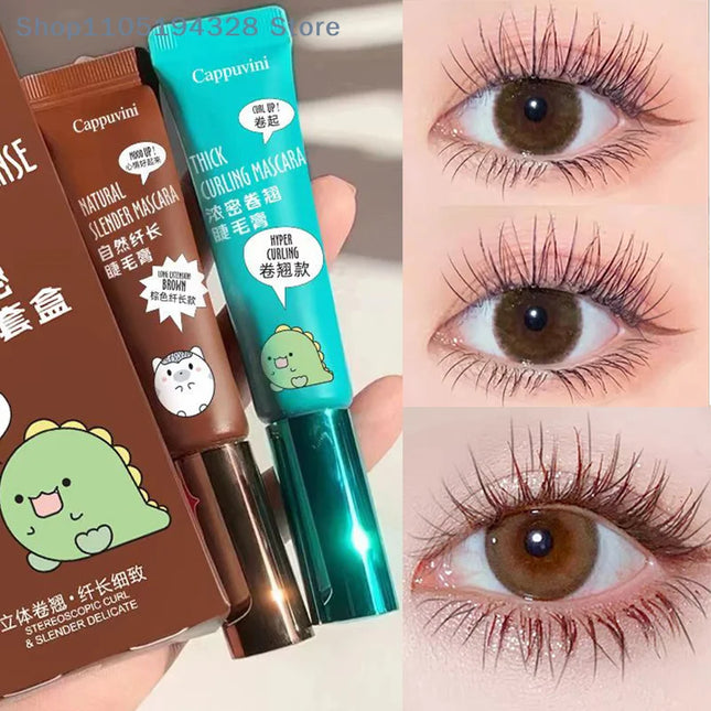 [HB]Cappuvini Slimming Volume Mascara Brown Black Mascara Set Waterproof And Long-Lasting Curl Non-smudge Eyelash Makeup Mascara