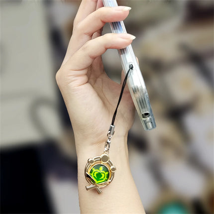 Game Genshin Impact Vision Keychain Luminous 7 Element Double Side Glass Pendant Eye Of Original Keyring Phone Charms Souvenir