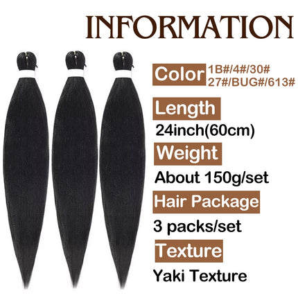 Pre Stretched Braiding hair Soft Yaki Synthetic Crochet Hair Jumbo Easy Braids Extension EZ  Hair Bundle