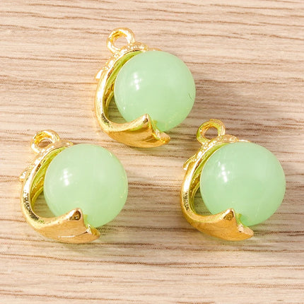 Tusember 10pcs Traditional Chinese Good Fortune Lucky Jade Charms Pendants for Jewelry Making Earrings Necklace Bracelet DIY