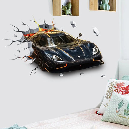 3D Supercar Vehicle Wall Stickers Wild jeep Broken Wall Poster Wall Art Car Decal Kids Room Decoration murals Boys Favors