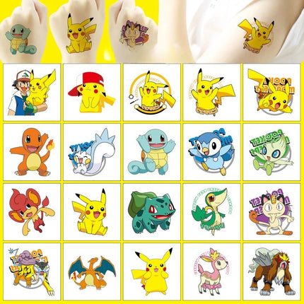 20pcs/set Pokemon Tattoo Stickers Anime Figure Pikachu Charizard Periphery Temporary Stickers Toys Partys Gifts Supplies