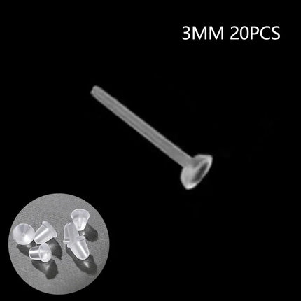 10/20/50/100PCS Transparent Earrings Jewelry Parts Decor  Plastic Stud Earring Anti Allergy Ear Protect From Ear Hole Blockage
