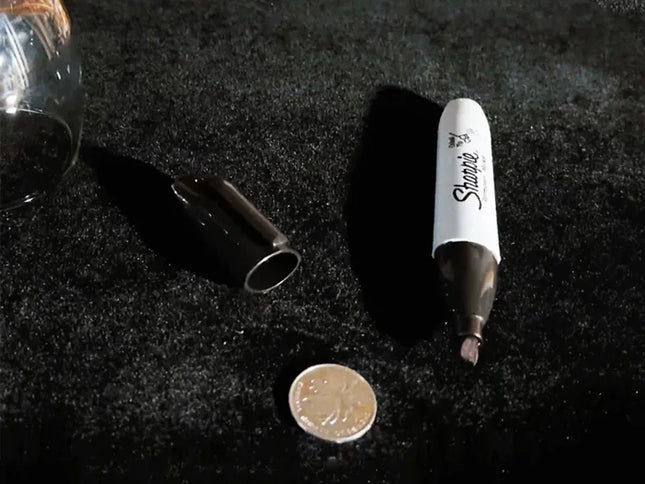 Telekinesis Sharpie Cap 2.0 Close-up Magic Tricks Mentalism Illusion Remote Control Coin Fall off the Cap Magicians Prop Gimmick