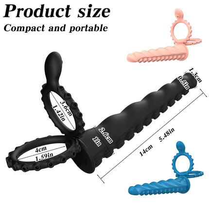 Double Penetration Vibrator for Couple Penis Ring Semen Cock Ring Penis Enlargement Delayed Vibrating Sex Toys for Men Adult