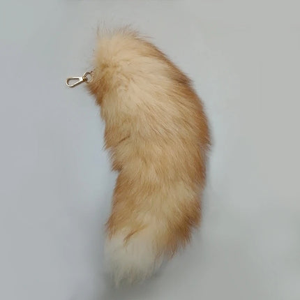 40cm Large Fox Tail Keychain Soft Fluffy Fur Pom Pom Key Chain for Women Handbag Pendant Fashion Plush Animal Tail Keyring