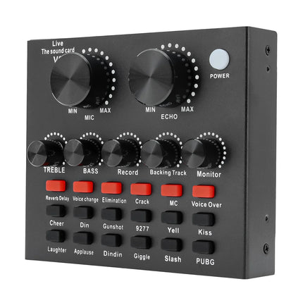 V8 Audio Sound Card USB Plug DJ Equipment Sound Cards Audio Mixer For Phone Computer PC Webcast Live External Karaoke Recording
