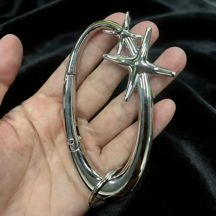 Y2K Punk Star Oval Essential Icon Carabiner Keychain Axe Shaped Mountaineering Car Key Ring Gothic Backpack Decor Korean Fashion