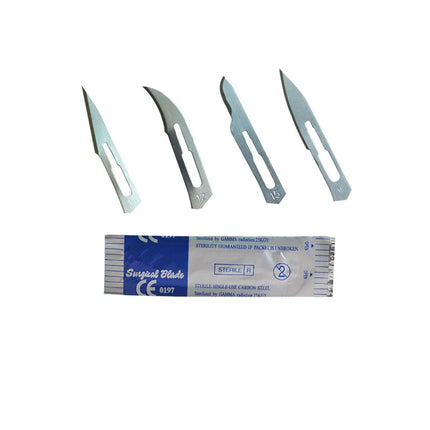 Sterile Surgical Scalpel Blades Individually Packaged, Carbon Steel 11 Extra Point & 23 Stainless Steel, Full Range of Sizes