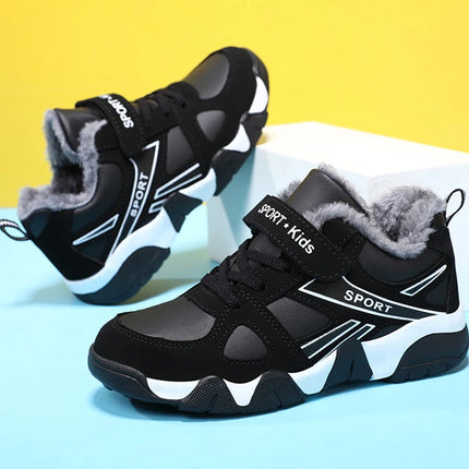 Kids' Sneakers Winter Plush Warm Leather Comfortable Tennis Shoes Casual Outdoor Sports Comfortable Tennis Shoes for Children