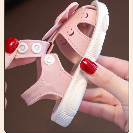 Solid Bow Children's Summer Shoes Cute PVC Beach Non Slip Sandals For Baby Girls Footwear Soft Infant Kids Fashion Sandals