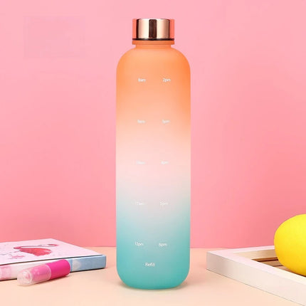 1L Water Bottles for Girls Kids Leakproof Gym Fitness Sports Bottle for Outdoor Travel, Camping Frosted Plastic Drinking Bottle
