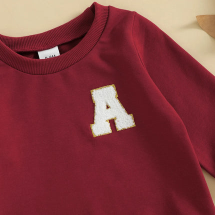Spring Autumn Toddler Kids Baby Girls Boys Sweatshirts Letter Embroidery Round Neck Long Sleeve Casual Pullover Tops