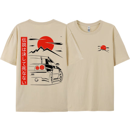 Japanese Style Car JDM Culture GTR Racing T Shirts Men Women Street Wear Original Design Oversized 100% Cotton Couple Tops Tees