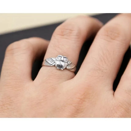 Buyee 925 Sterling Silver Fashion Ring Finger Elegant Owl Ring for Women Excellen Party Fine Jewelry Circle Gift with Box