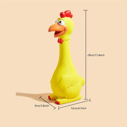 Large Cartoon Latex Screaming Chicken Duck Dog Chew Toy - Durable Natural Rubber Construction, Squeaker for Teeth Grinding