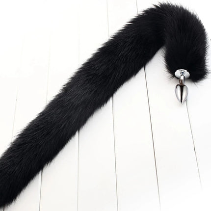 78cm Red Long Fox Tail Anal Plug Metal Butt Plug Prostate Massager Erotic Cosplay Accessories Adult Novelty Sex Toys For Couples