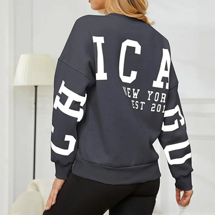 Women's Oversized Long Sleeve Fleece Lined Hoodie Street Style Comfortable Casual Polyester Spandex Blend round Neck Print