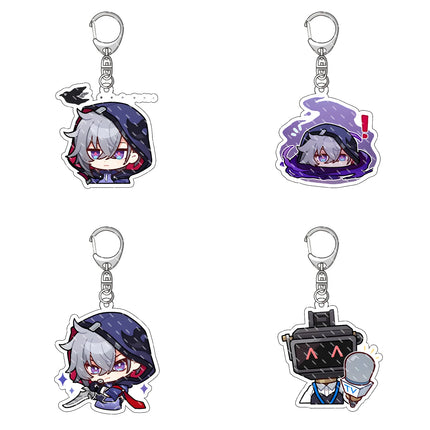 Honkai: Star Rail Anime Figure Acrylic Keychain Dan Heng Feixiao Firefly Model Plate 4pc/set Keyring Game Fans Gift