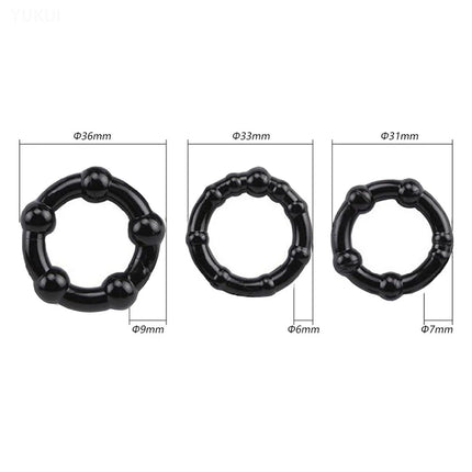 Set of 3PCS Silicone Durable Cock Rings Bead Penis Ring Male Delay Ejaculation Lasting Erection Ring Sex Toys For Men Adults