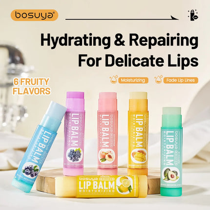24Pcs Fruit Series Lip Balm Set Honey Grape Avocado Moisturizing Repair Anti-Cracked Non-sticky Lip Balm for Lips Skin Care
