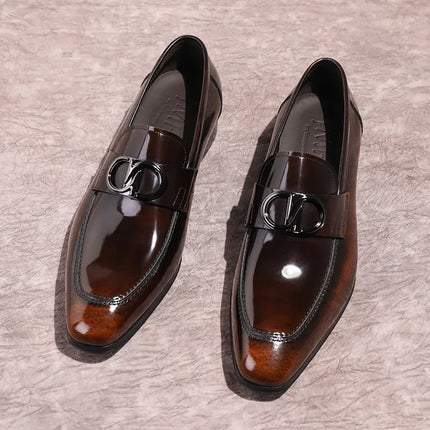 Men's Formal Shiny Handmade Leather Shoes Set Foot Business Casual Slip-on Shoe Shoes