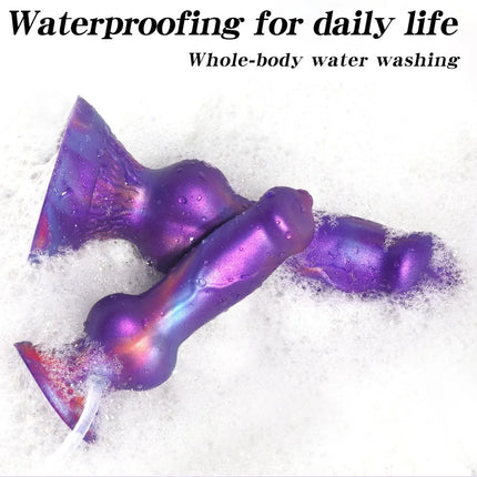 Realistic Dog Penis Squirting Dildo Anal Plug Knot Suction Cup Enema Ball Waterproof Silicone Fantasy Adult Toy for Men and Wome- DILDO