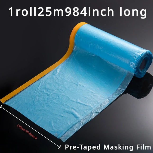 Pre-Taped Masking Film Plastic Sheeting Automotive Washi Tape No Residue Painters Plastic Drop Cloth for Painting