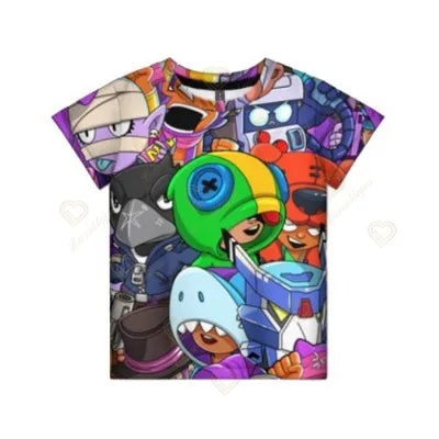 Anime T-shirt Children's Clothing Short Sleeve Tshirts Mico Kit Crow Leon Larry Lawrie Cartoon Kids T Shirts