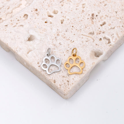 5pcs/Lot Stainless Steel Hollow Animal Cat Or Dog Claw Charm For DIY Necklace Bracelet Earrings Jewelry Accessories Pendants