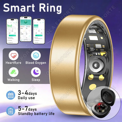 2026 Smart Ring Blood Pressure Heart Rate Sleep Monitoring Smart Ring IP68 & 5ATM Waterproof Multi-sport Mode Smartring Man Wome