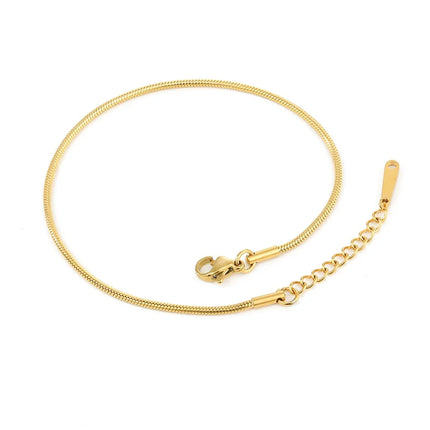 eManco Round Snake Chain Anklet For Women Stainless Steel Chain Anklet Summer Essential Jewelry Accessories