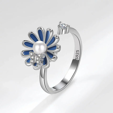 VENTFILLE 925 Sterling Silver Moon And Stars Zircon Rotatable Ring For Women Gift Diamond Relieve Stress Ring Jewelry Wholesale