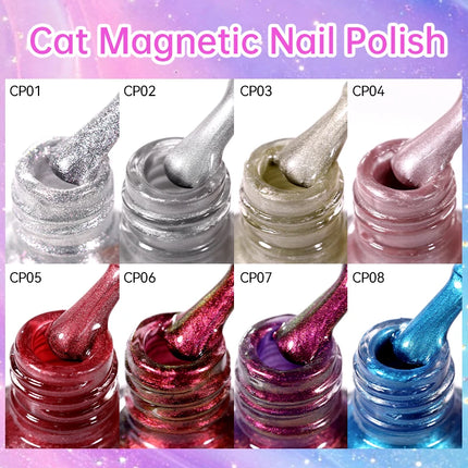 LILYCUTE 7ml Cat Magnetic Nail Polish Colorful Bright Shining Pearl Effect Nail Art DIY Decoration No Need of Lamp to Cure