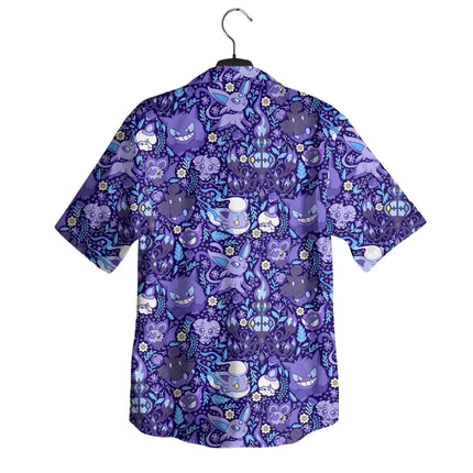2026 New Fashion Pokémon Gengar Hawaiian Style Shirt Shorts Set Men Women Casual Loungewear Pajama Set Outfit for Beach Parties