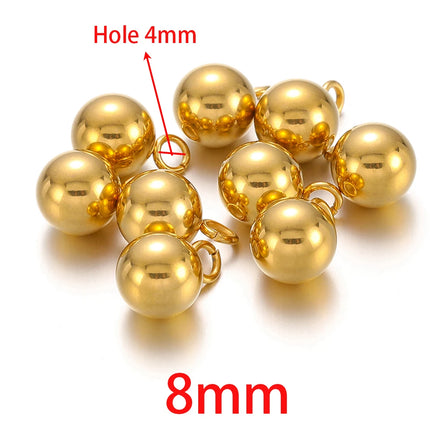 20pcs Stainless Steel Solid Ball Beads Charms Pendants for Necklaces Making DIY Jewelry Earrings Bracelets Findings Wholesale