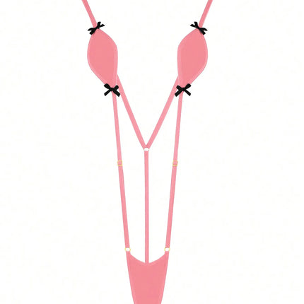 Mini-Bikini Sexy Lingerie,Suspenders Jumpsuit,Added An Adjustable Belt, Featuring Kawaii Bow-Knot,Erotic Swimsuit