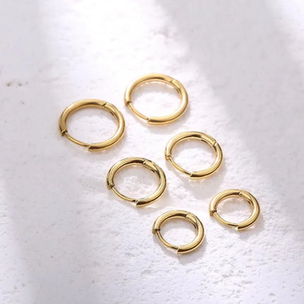 2024 New Simple Stainless Steel Small Hoop Earrings for Women Men 5mm To 15mm Round Cartilage Ear Piercing Unisex Jewelry Gift