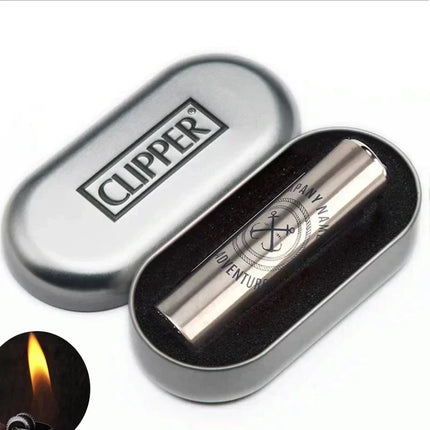 Clipper Portable Grinding Wheel Flint Inflatable Lighter Metal Smokeless Butane Gas Smoking Ignition Tool Accessories Box