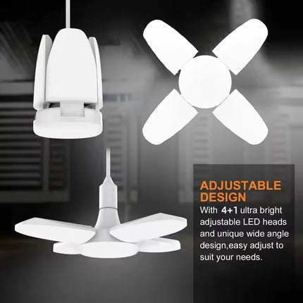 E27 Fan Shape Foldable  LED Bulb AC85-265V  Deformation for Home Ceiling Lights Warehouse and Garage White Light 6500K Bulb