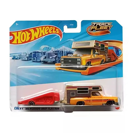 New Hot Wheels Pressure Cast Alloy Car Volv O 240 Drift Camper Transport Trailer Track Fleet Hyt56 Simulation Hobby Model Gift