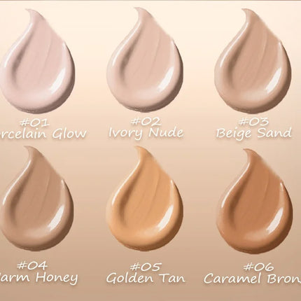 6 Colors Liquid Foundation Effective Concealer Waterproof Sweat-resistant Brighten Makeup Porfession Face Base Cosmetics Gift