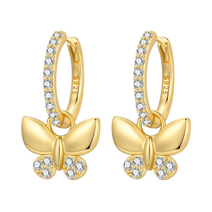 Original 2026 S925 Sterling Silver Zircon 18K Gold Lining Vintage Hoop Earrings for Women Birthday Party Wedding Gift Jewellery