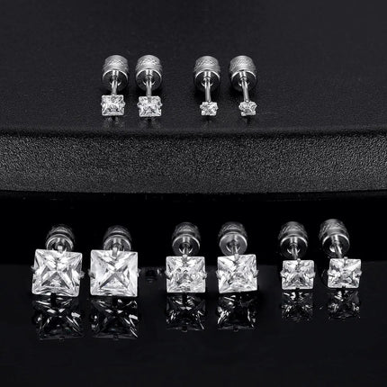 1 piece Medical Stainless Steel Crystal Zircon Ear Studs Earrings Tragus Cartilage Hypoallergenic Screws Piercing Jewelry