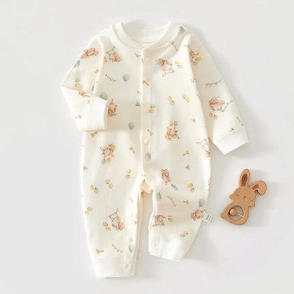 0-18M Baby Pure Cotton Onesie All Seasons Long Sleeve Crawling Suit for Boys and Girls Spring and Autumn Outwear Base Layer